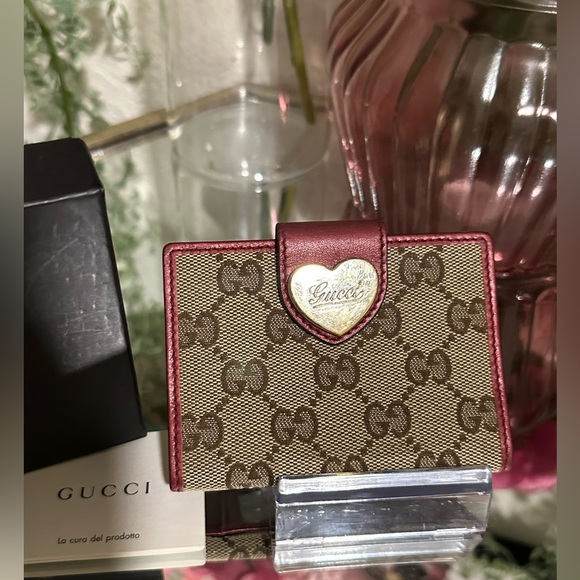Gucci heart snap French wallet with metalic monogram bifold card wallet with box - Picture 14 of 14